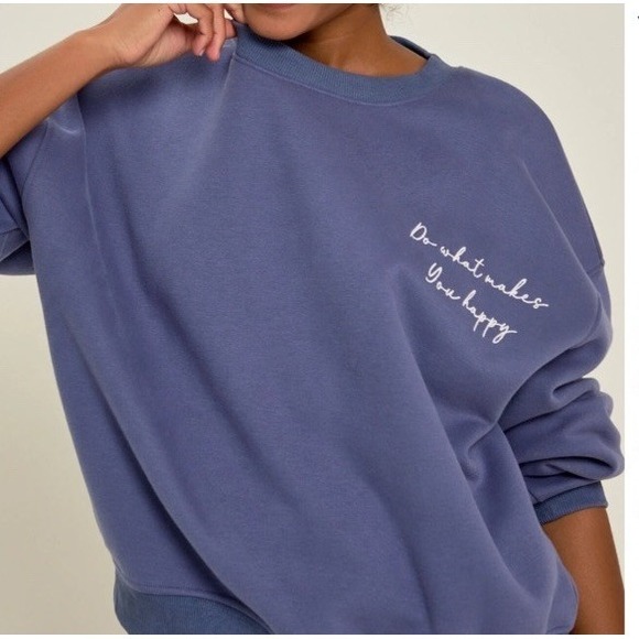Altar'd State Tops - Altar'd State Do What Makes You Happy Fleece Lined Oversized Sweatshirt Purple L